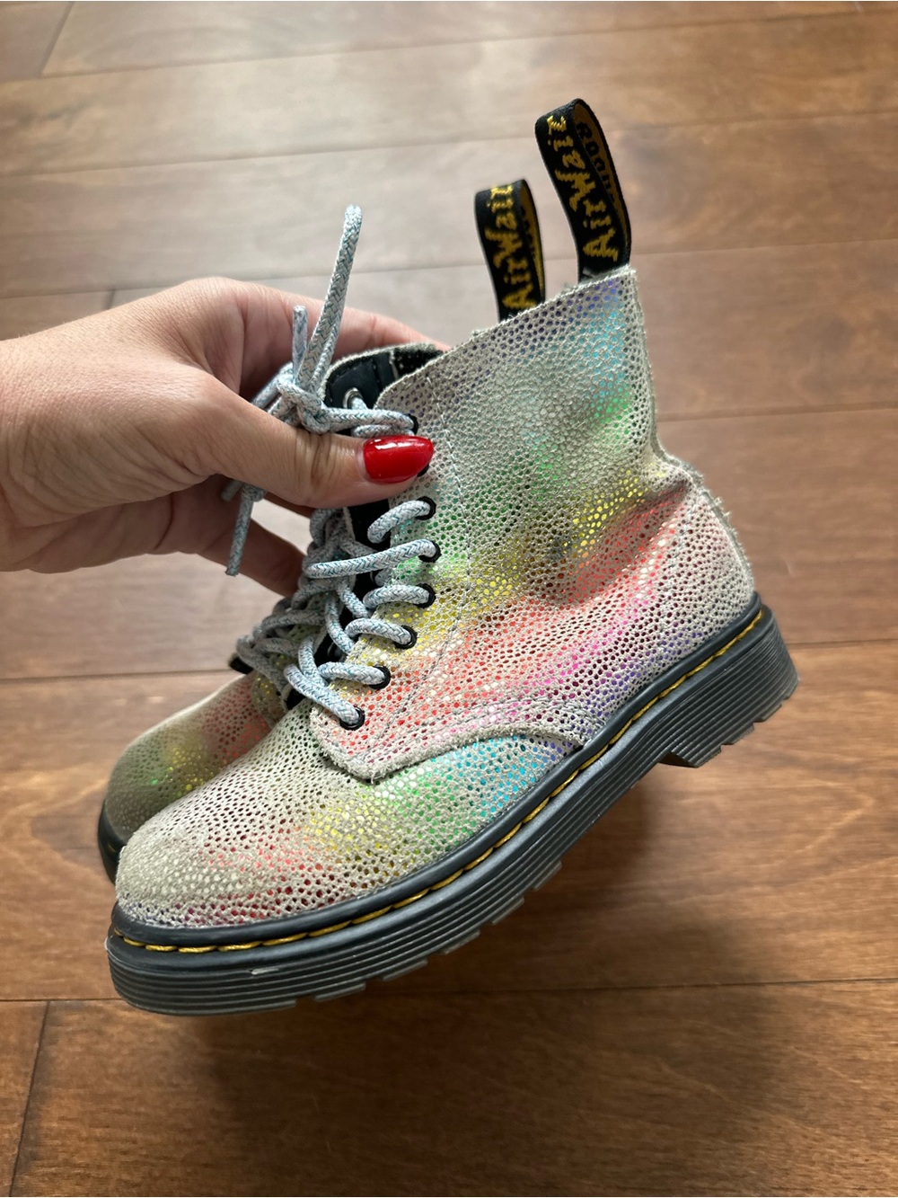 Toddler Girls Dr. Martens Iridescent Multicolor Combat Boots